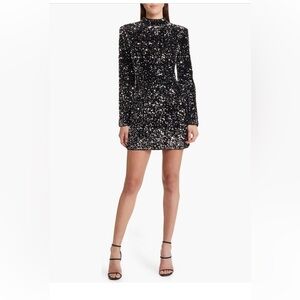 Elegant Black Sequin Long Sleeve Dress